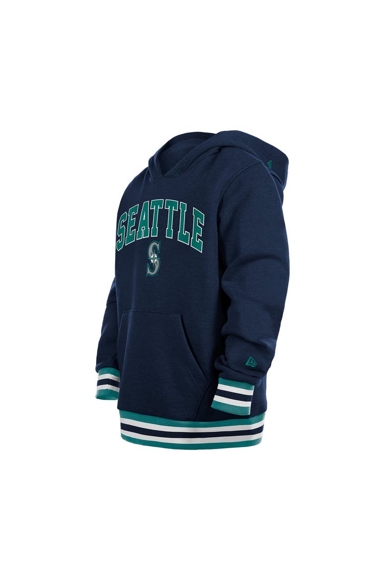 Youth New Era Navy Seattle Mariners Knit Trim Pullover Hoodie, Alternate, color, Navy