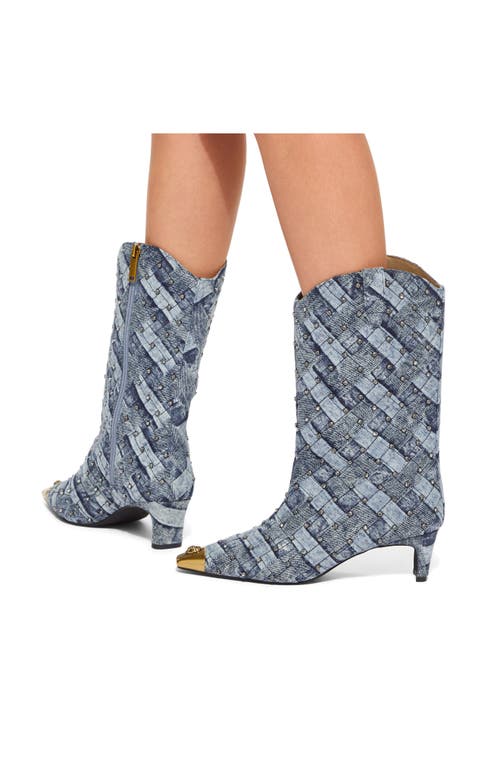 Kurt Geiger Denim Crystal-embellished Regent Boots In Navy