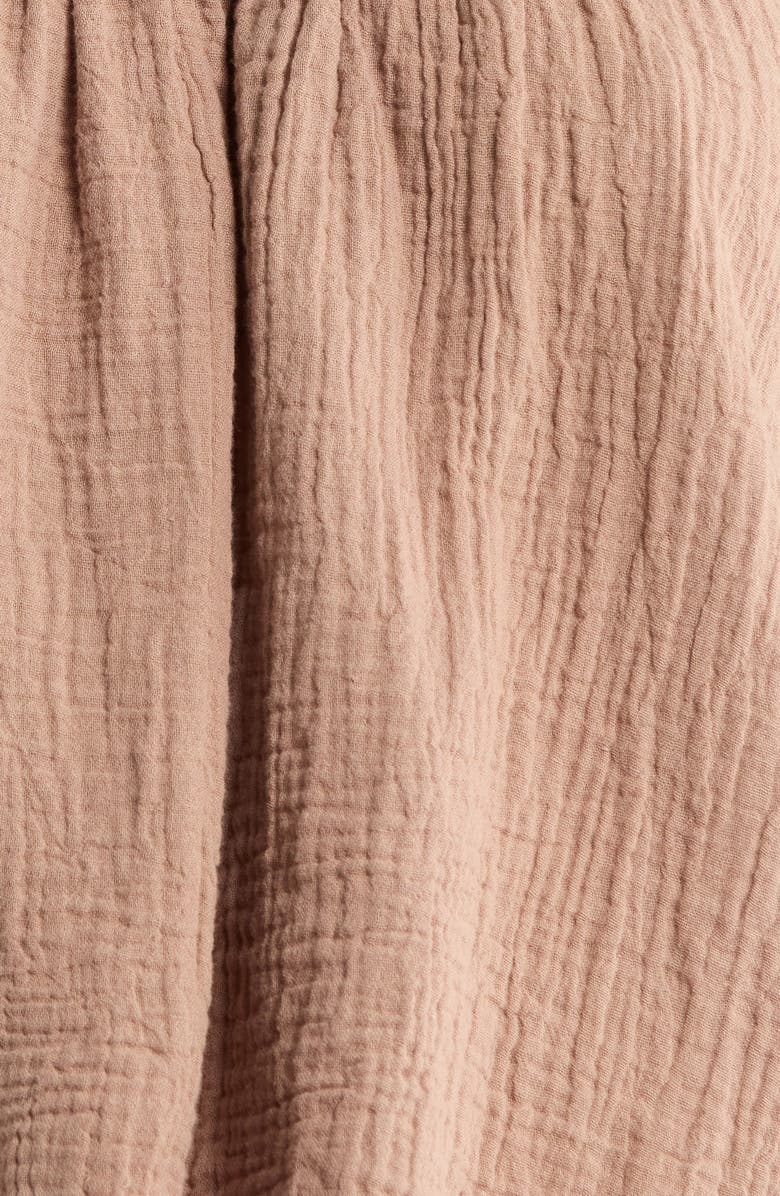 Elan Tie Strap Cotton Gauze Cover-Up Top, Alternate, color, Taupe