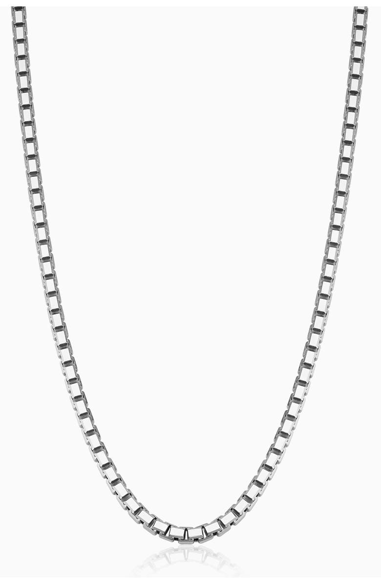 Oradina Mens Edge Bold Box Link Chain in Sterling Silver, Main, color, Silver