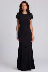 Rene Ruiz High Neck Crepe Gown