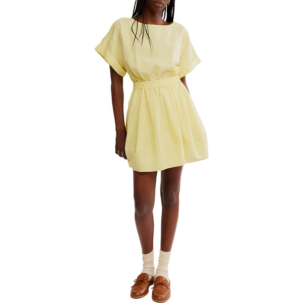 Free People Full Time Fun Cotton Poplin Minidress In Lemondrop