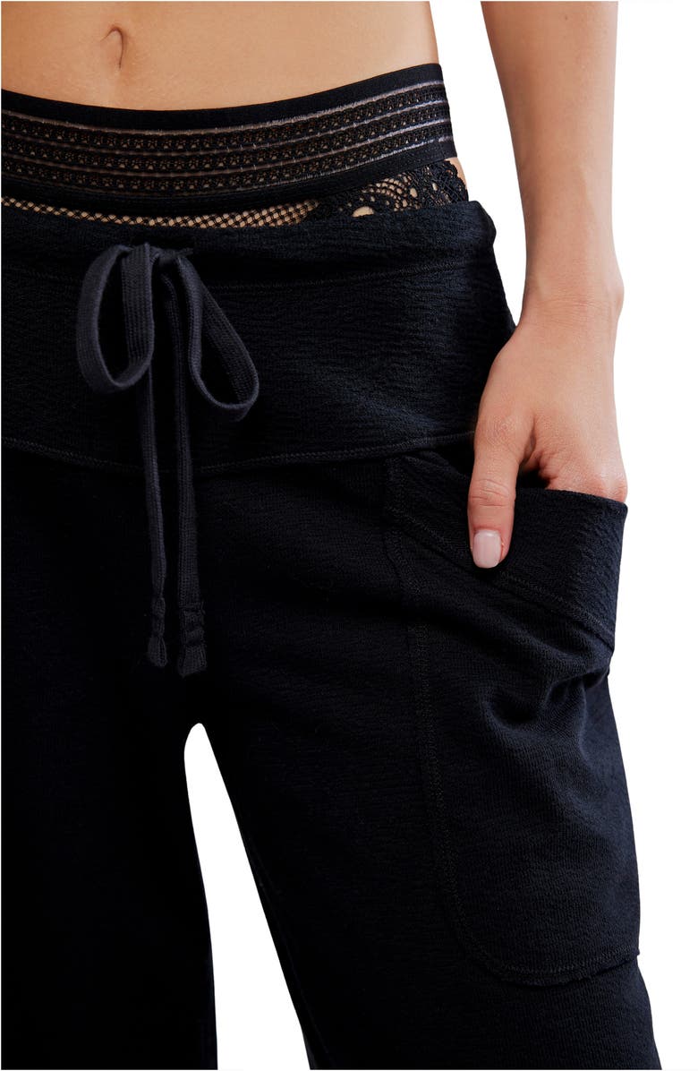 Free People Staycation Lounge Pants, Alternate, color, Black