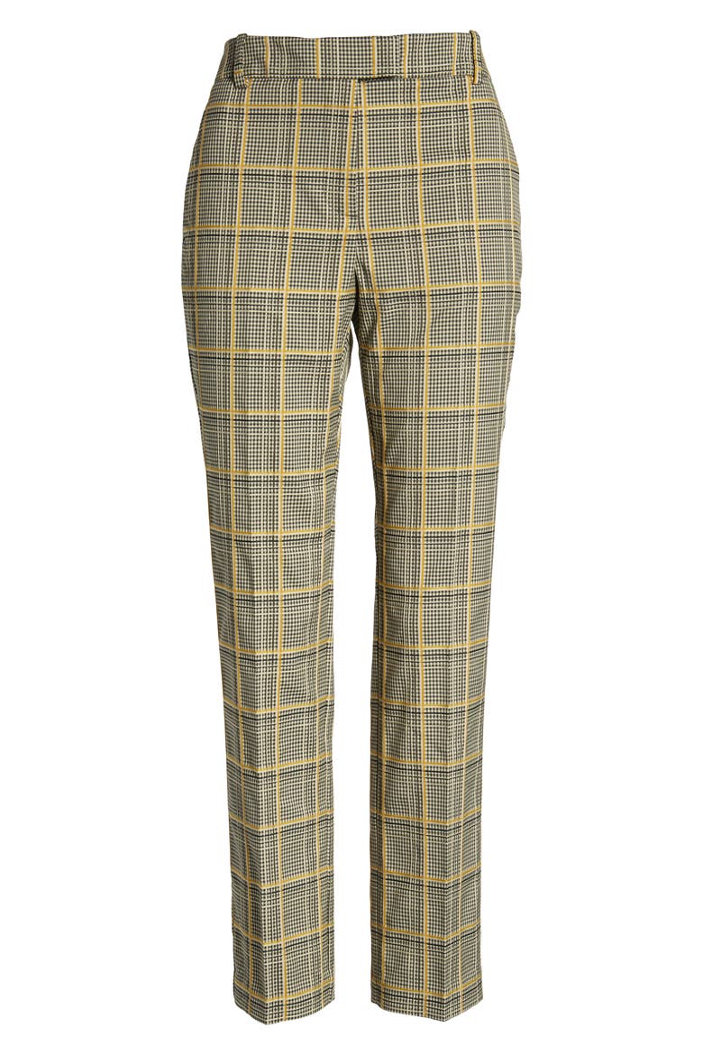 Joanne Check Stretch Cotton Blend Pants, Alternate, color, GREY CHECK