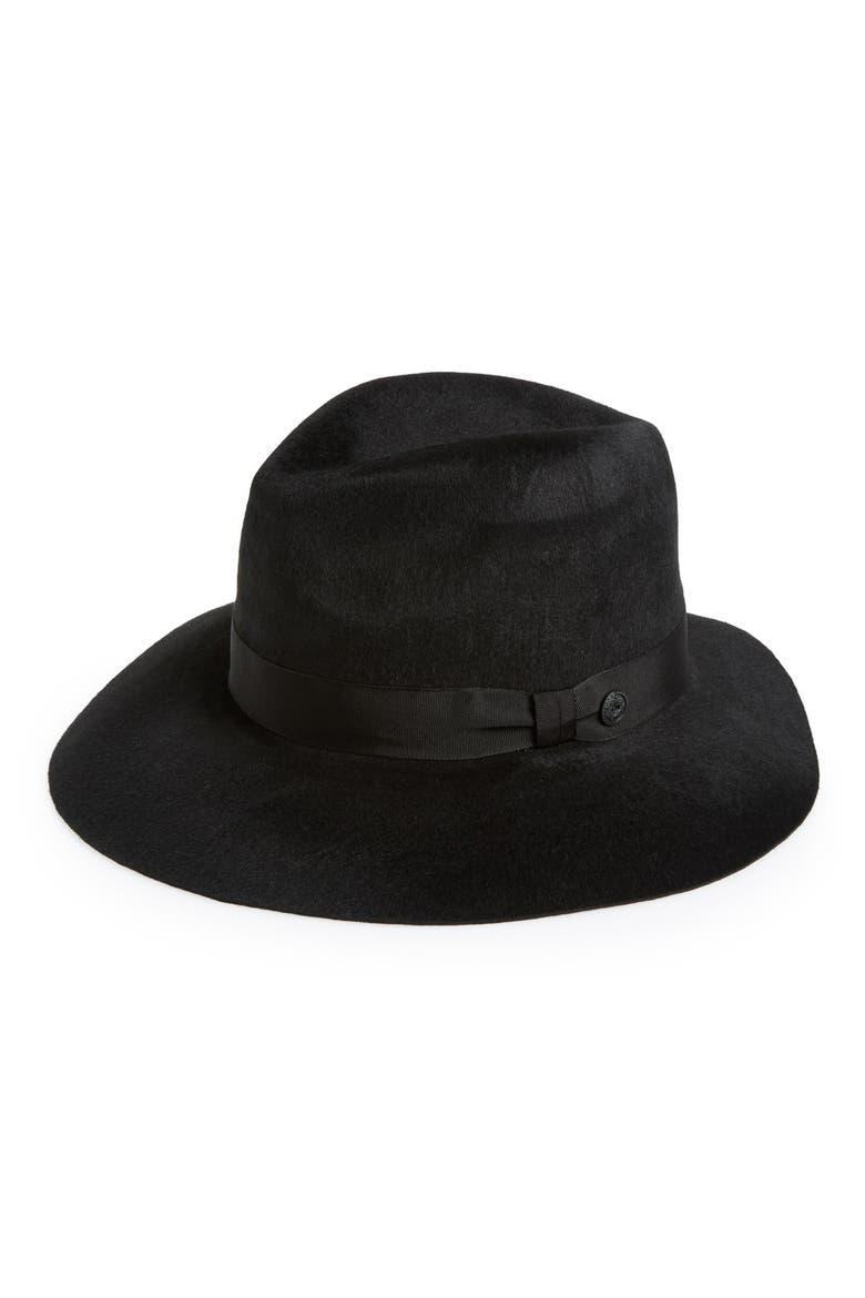 'Shag' Wide Brim Wool Hat, Main, color, BLACK