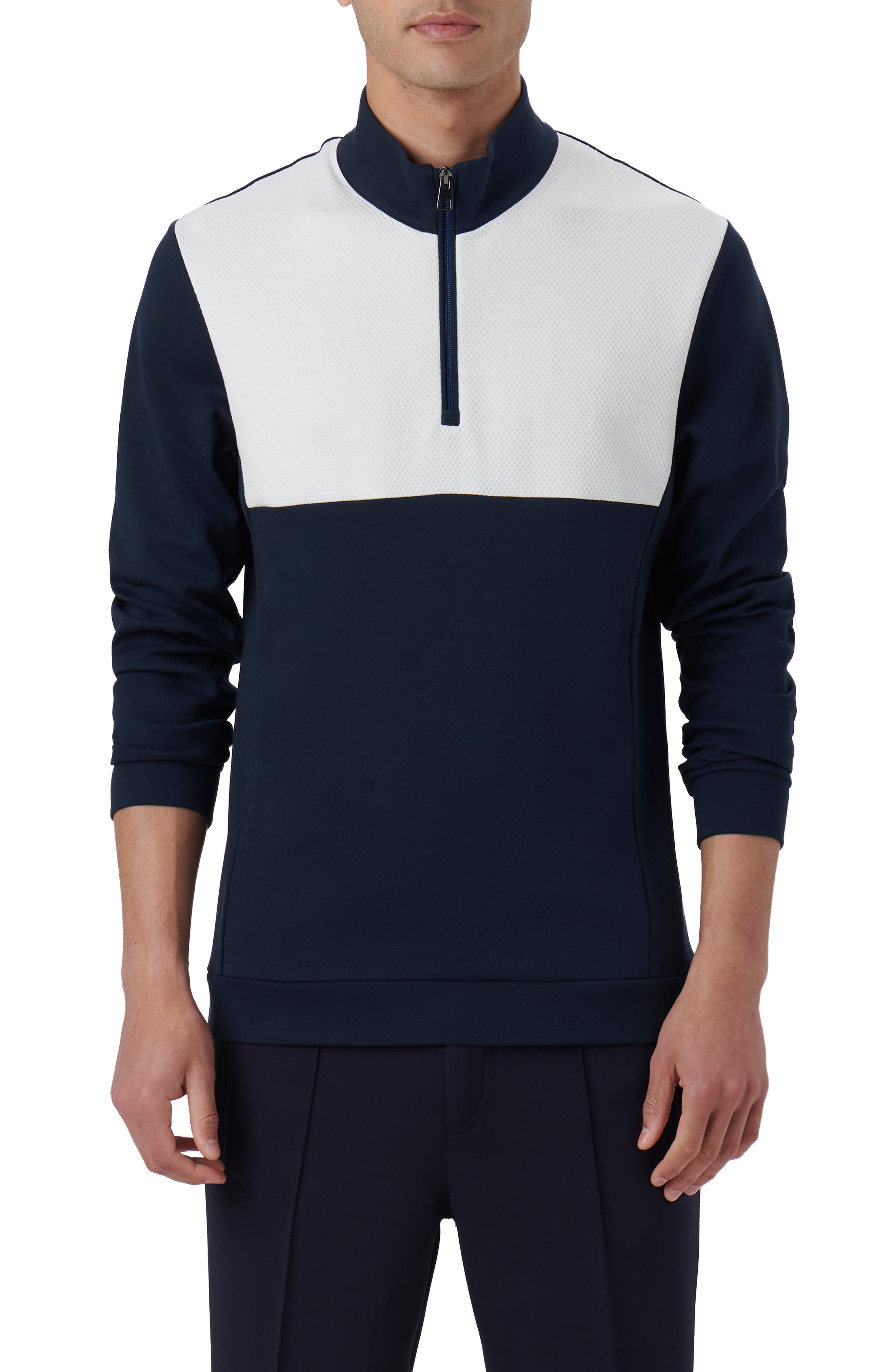 Bugatchi Colorblock Quarter Zip Pullover