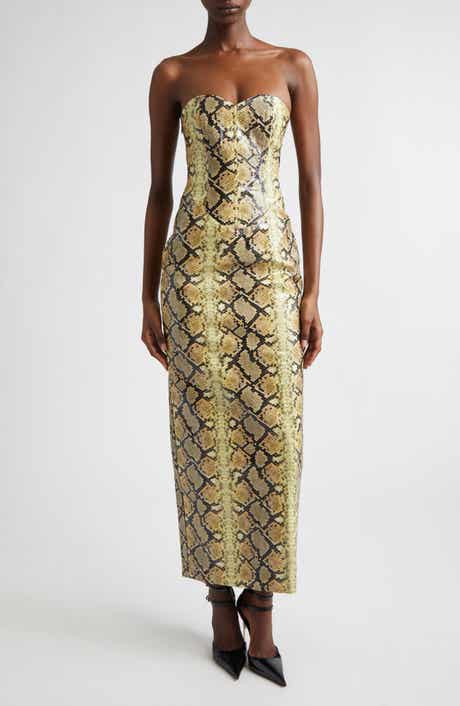 Mitchell Snakeskin Embossed Faux Leather Dress