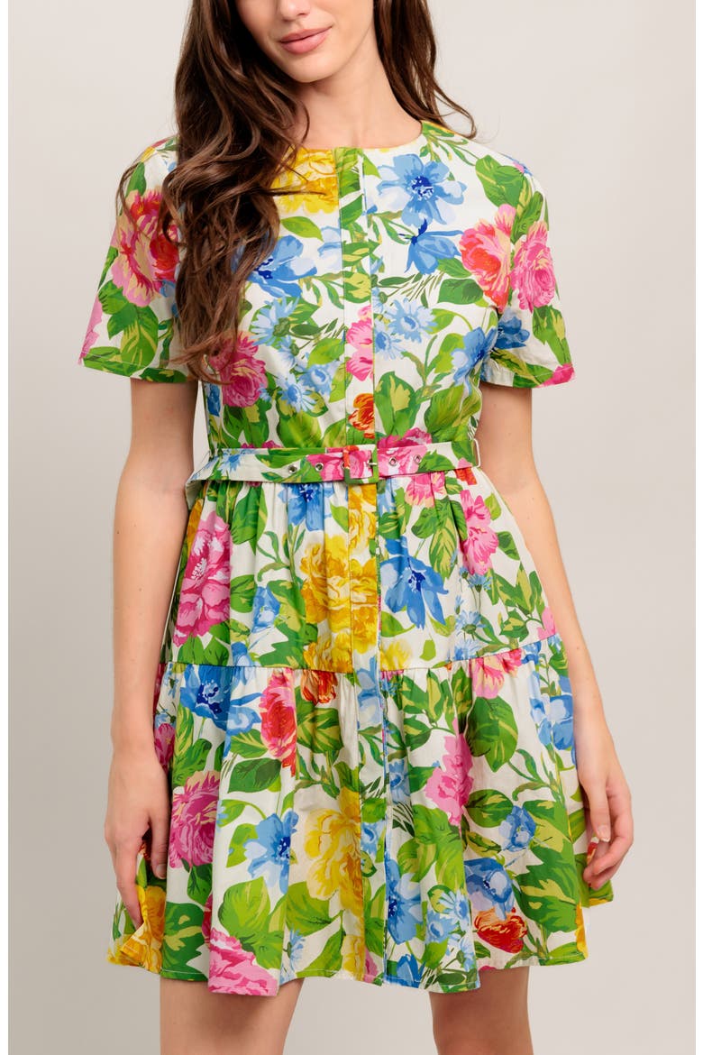 Short Sleeve Print Minidress, Alternate, color, GREEN MULTI FLORAL