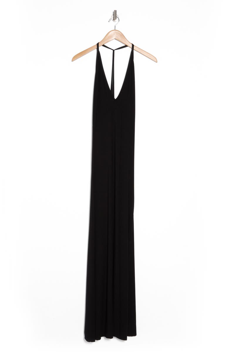 GO COUTURE Plunge Neck Maxi Dress, Alternate, color, Black