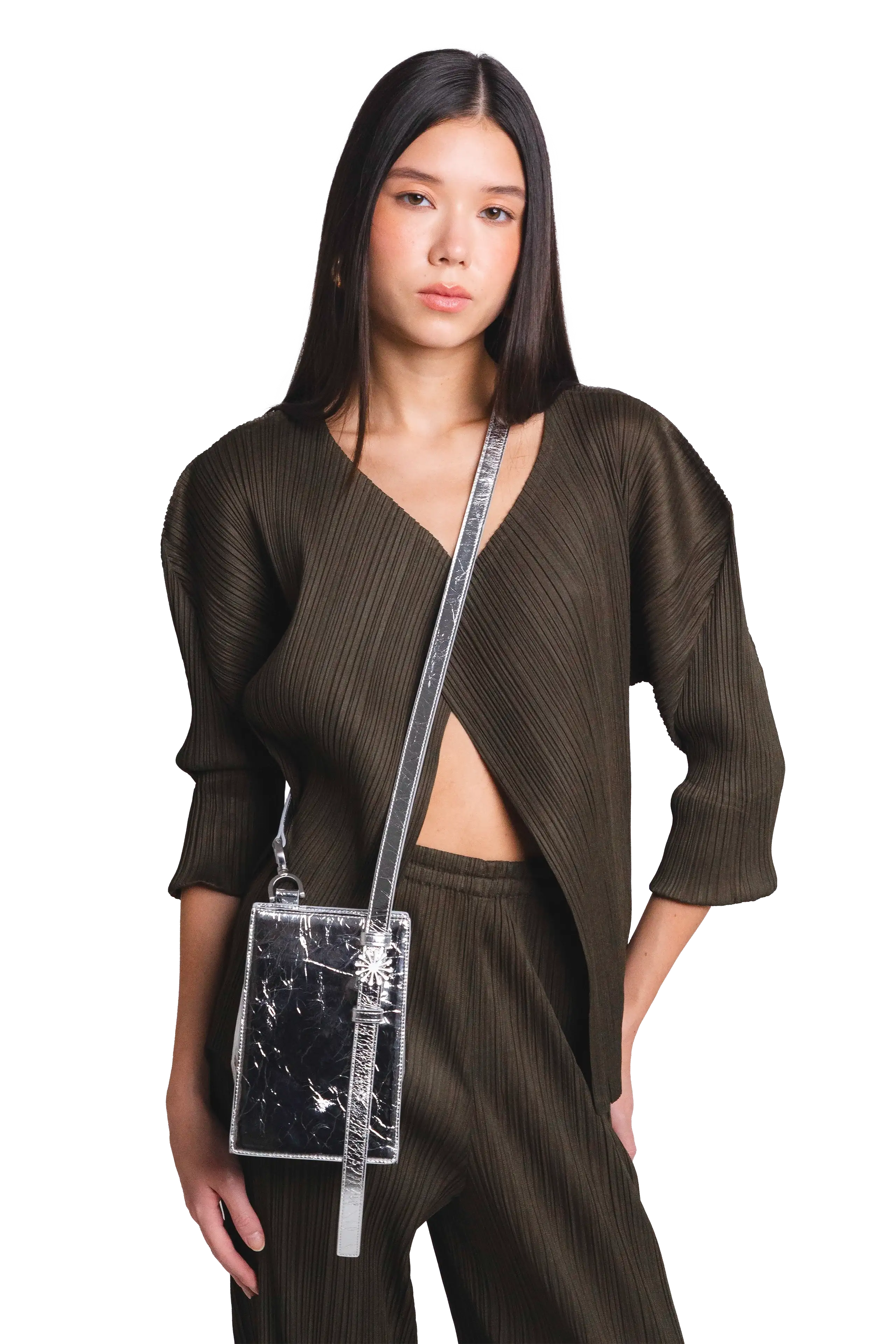 Esthera 1PM Leather Crossbody Bag, Alternate, color, Silver