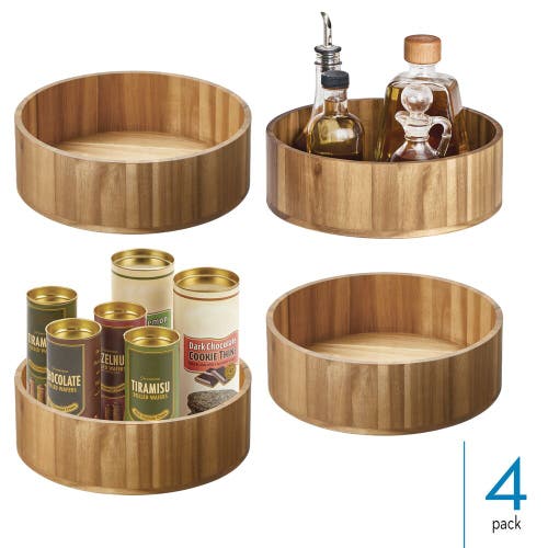 Basic 10-inch Round Acacia Wood Lazy Susan Organizer For Kitchen In Brown