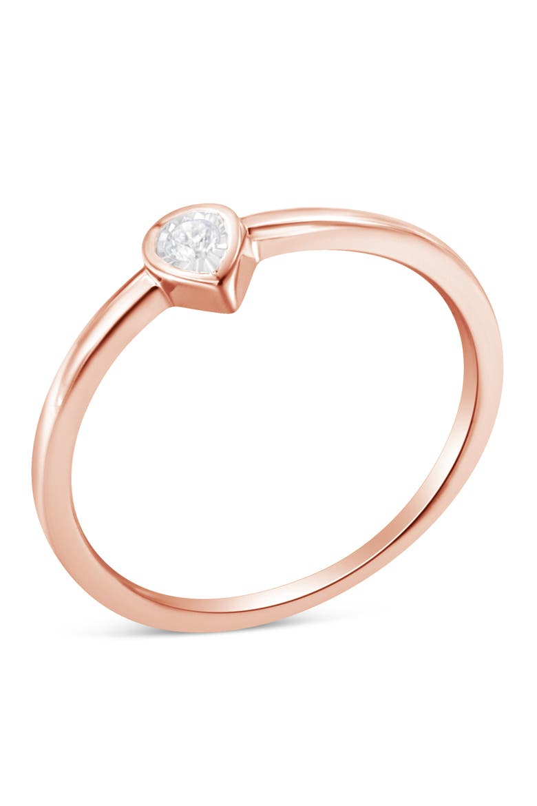 14K Rose Gold Plated Silver Diamond Accent Teardrop Pear Shaped Ring, Main, color, Rose Gold over Silver