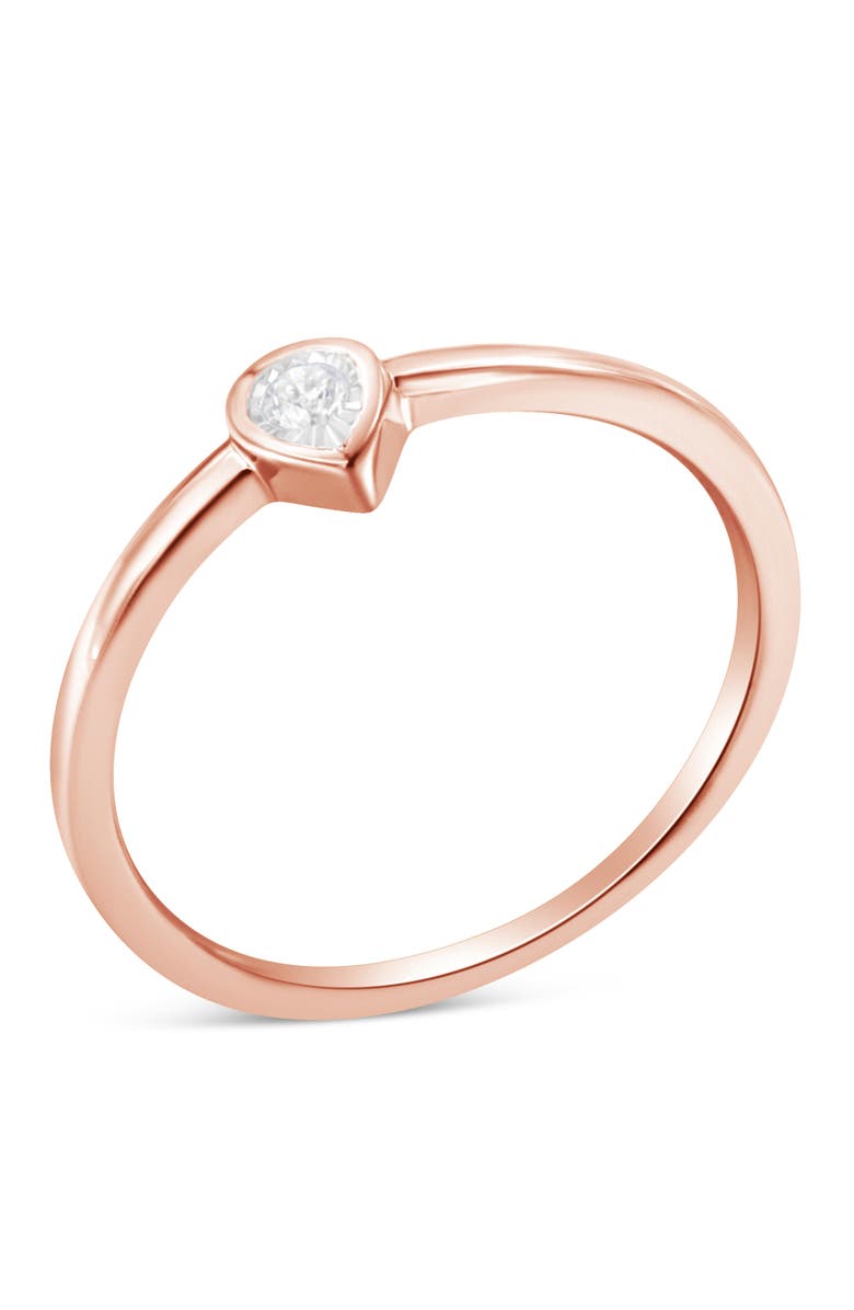 Haus of Brilliance 14K Rose Gold Plated Silver 1/20 Cttw Diamond Teardrop Pear-Shaped Ring, Main, color, Rose Gold Over Silver