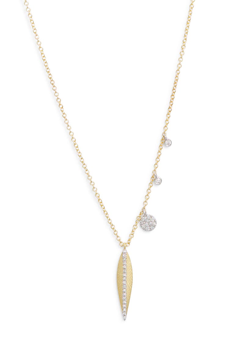 Leaf Pendant Necklace, Main, color, YELLOW