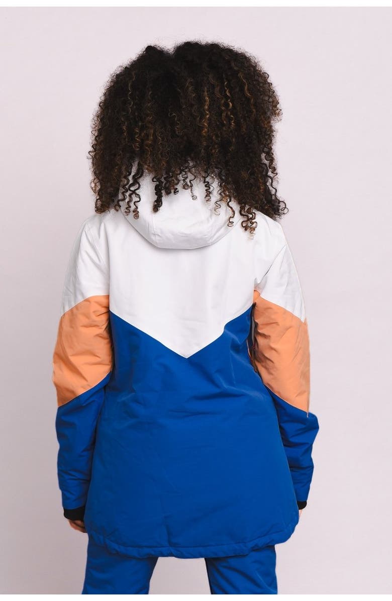 OOSC 1081 Women's Ski & Snowboard Jacket, Alternate, color, Pastel Peach, White & Blue