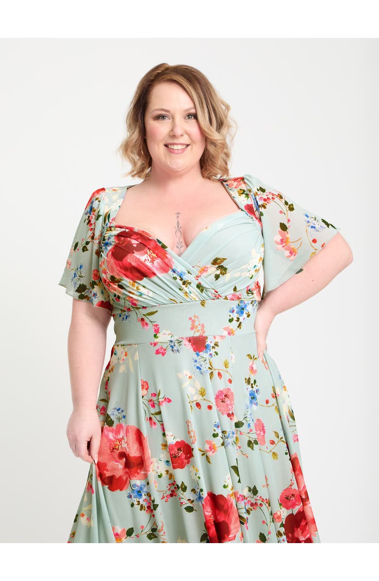 Scarlett & Jo Kemi Bolero Wrap Bodice Maxi Gown, Alternate, color, Silver Pink