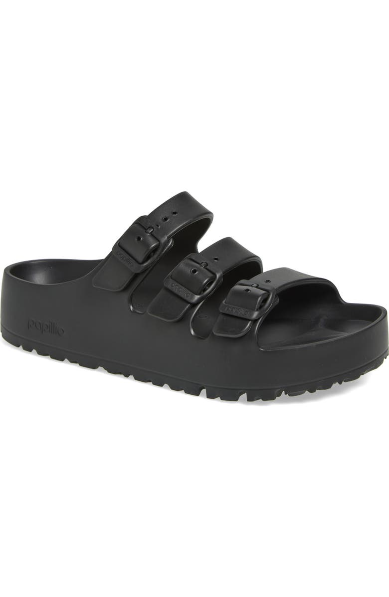 Birkenstock Papillio by Birkenstock Florida Platform Flex Essentials Slide Sandal, Main, color, Black