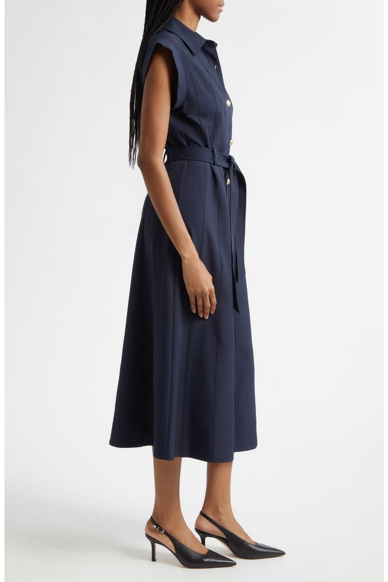 Milo Stretch Midi Shirtdress, Alternate, color, NAVY