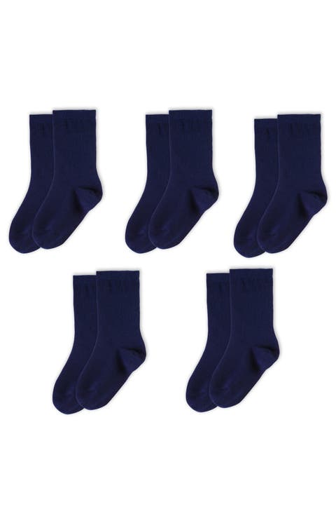 Kids Organic Cotton Solid Crew Socks 5-Pack