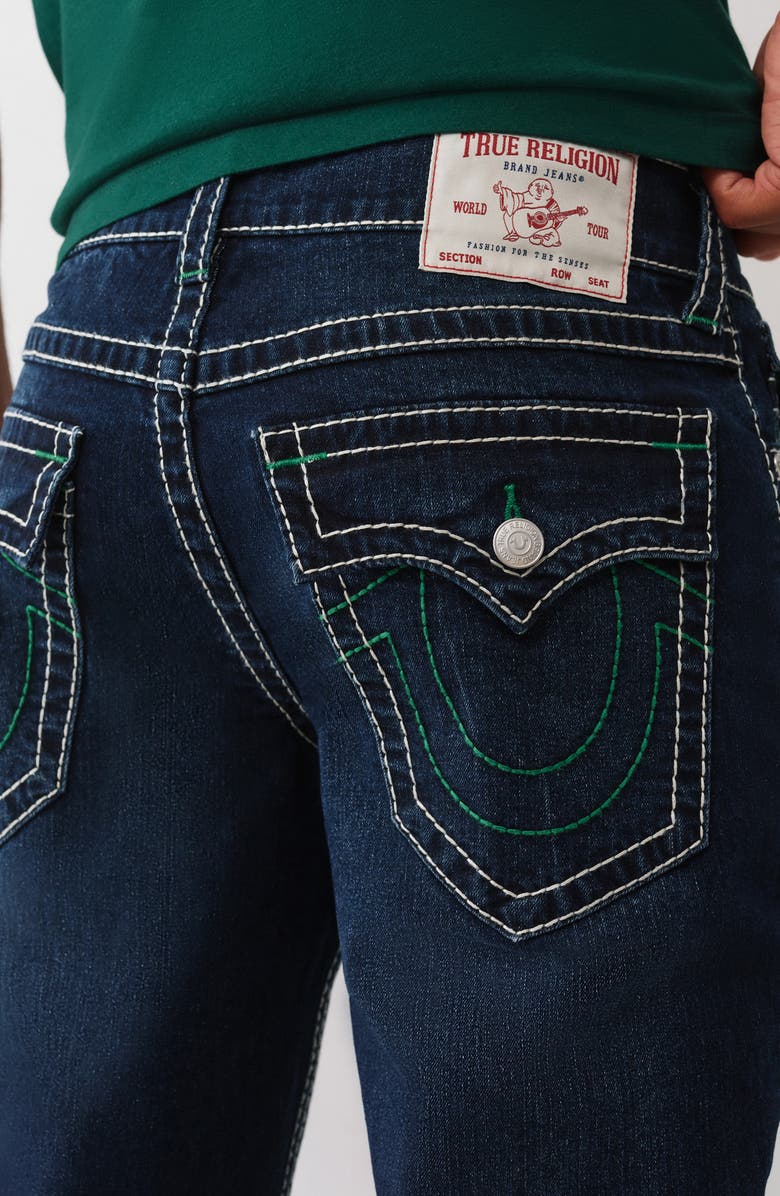 True Religion Geno Big T Flap Pocket Slim Jeans, Alternate, color, Dark Mahogany Wood Wash