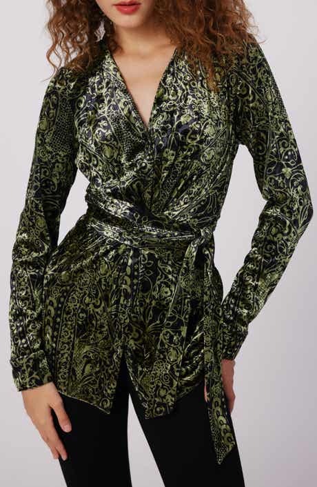 Lagarde Paisley Velvet Wrap Front Top
