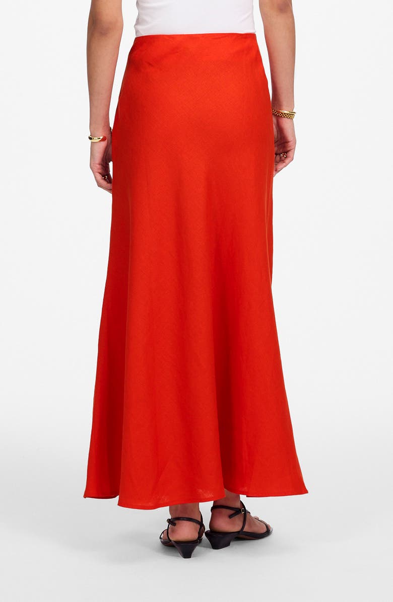 Madewell Linen Maxi Slip Skirt, Alternate, color, Bright Flame