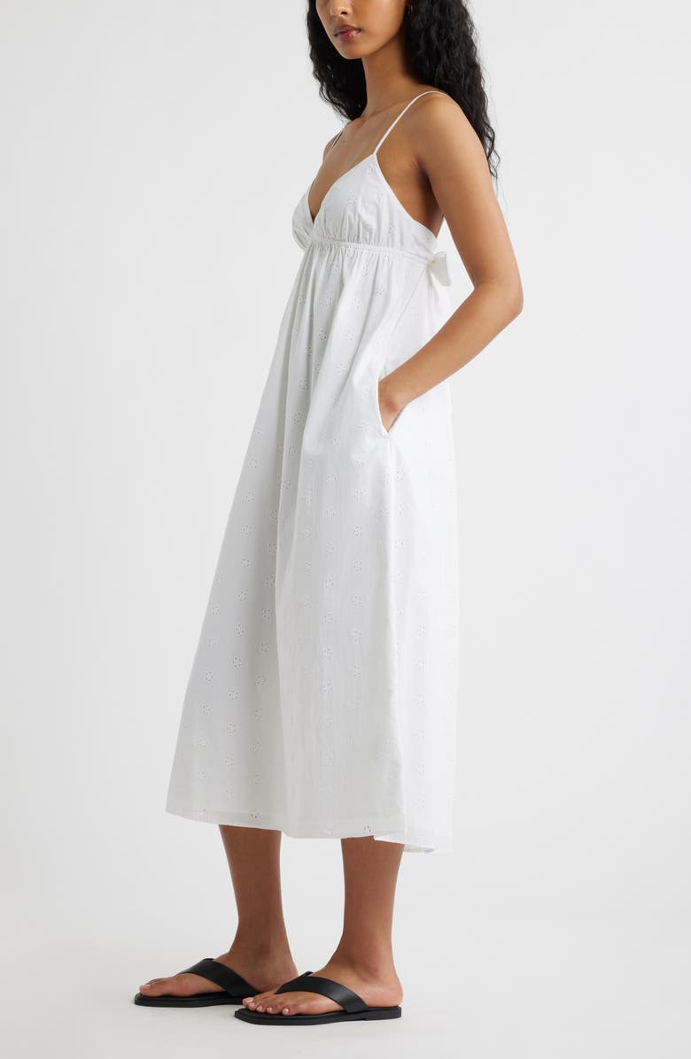 Open Edit Cotton Eyelet Midi Dress, Alternate, color, White