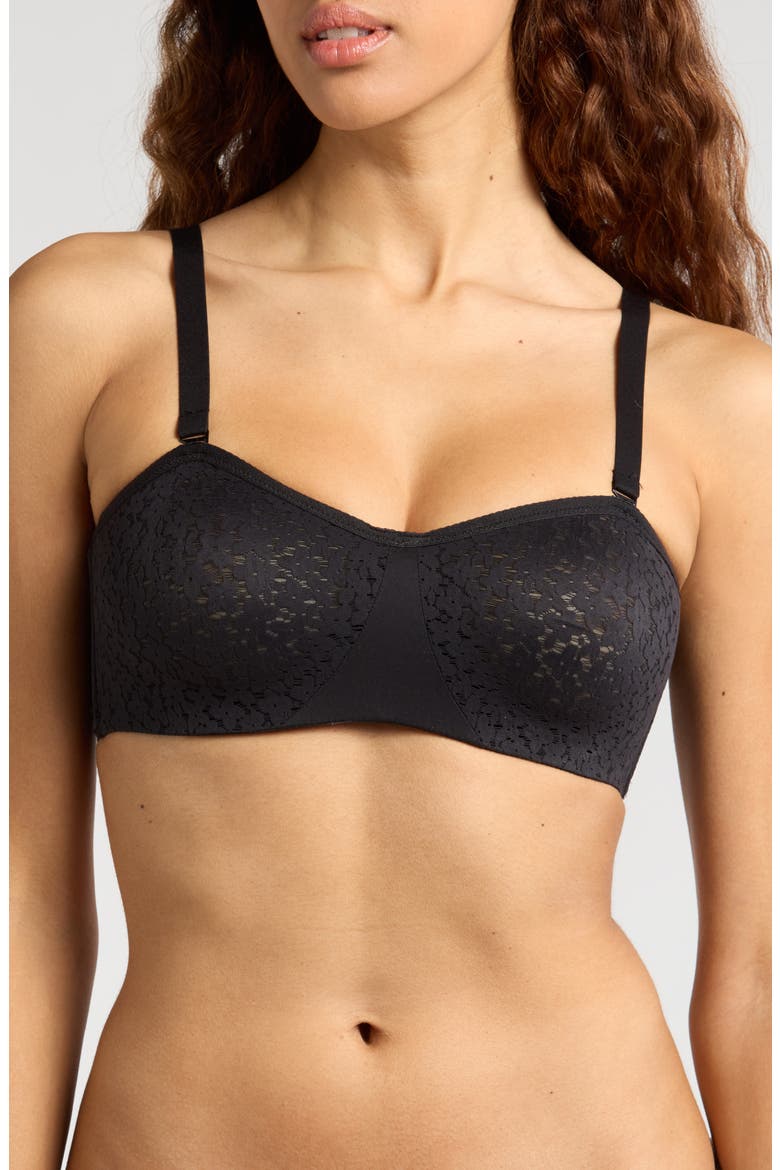 Norah Lace Trim Bandeau Bra, Alternate, color, BLACK-11