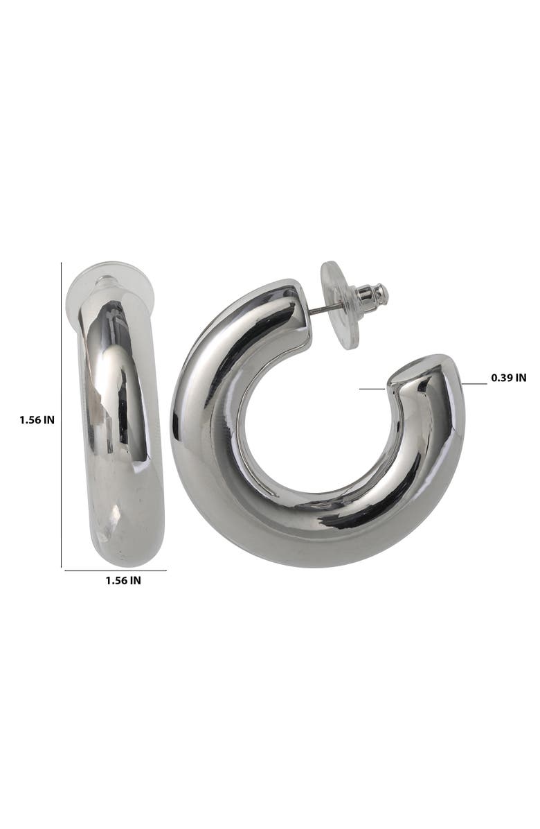 BCBG Generation Chunky Silver-Tone Hoop Earrings, Alternate, color, Silver