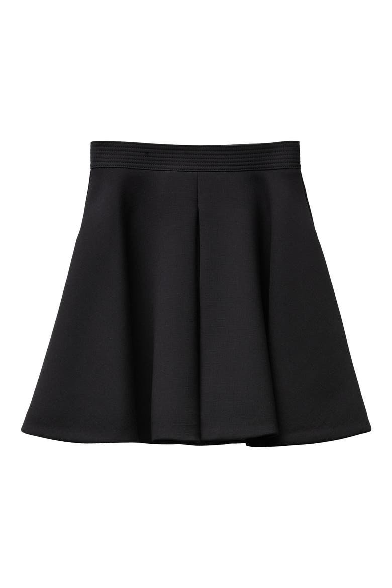 Lightweight Natté Virgin Wool A-Line Skirt, Alternate, color, BLACK