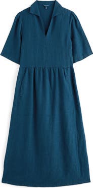 Seasalt Cornwall Fen Violet Linen Midi Shirtdress