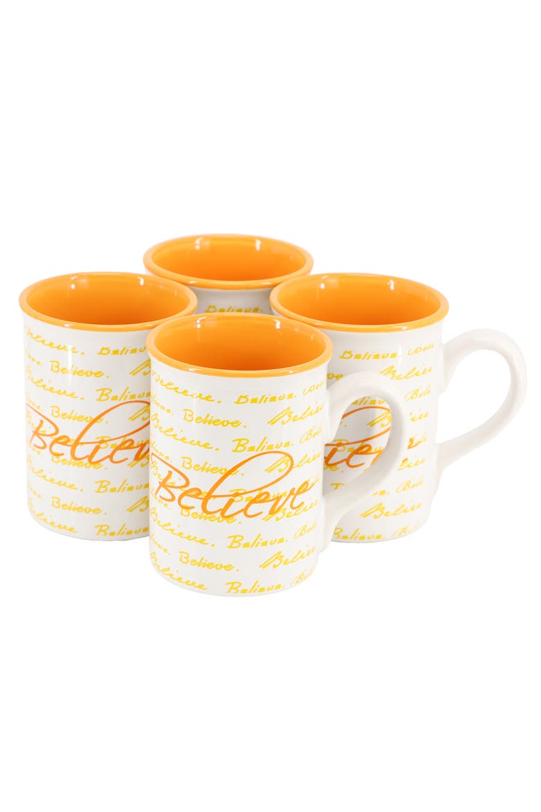 4 Piece 16 Ounce Stoneware Mug Set, Main, color, Orange
