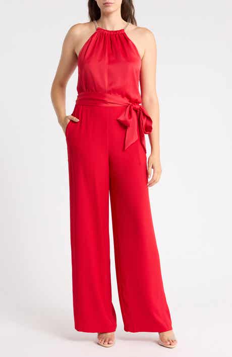 Chain Necklace Satin Jumpsuit