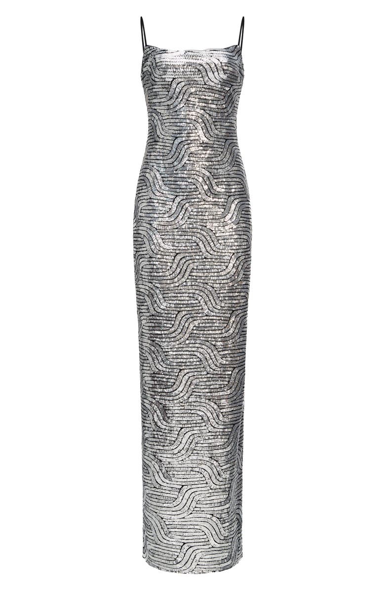 HALSTON Reine Deco Sequin Gown, Alternate, color, 