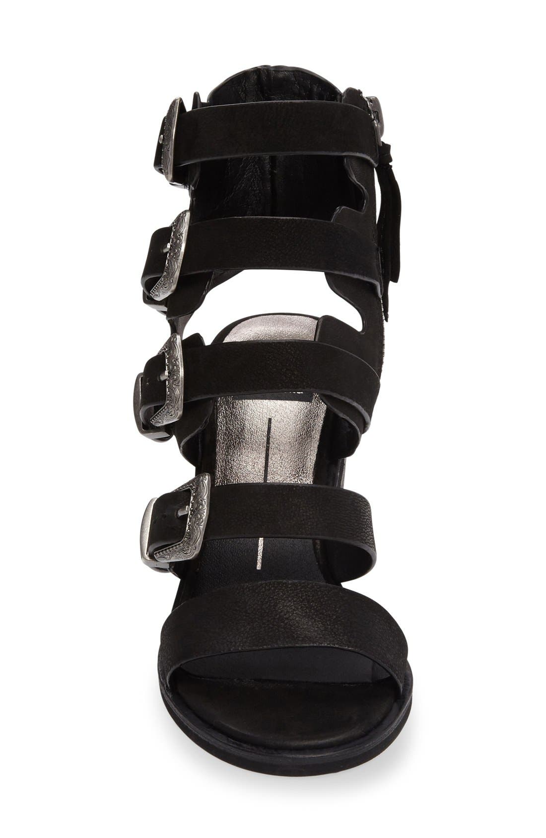 Layell Buckle Sandal, Alternate, color, BLACK LEATHER