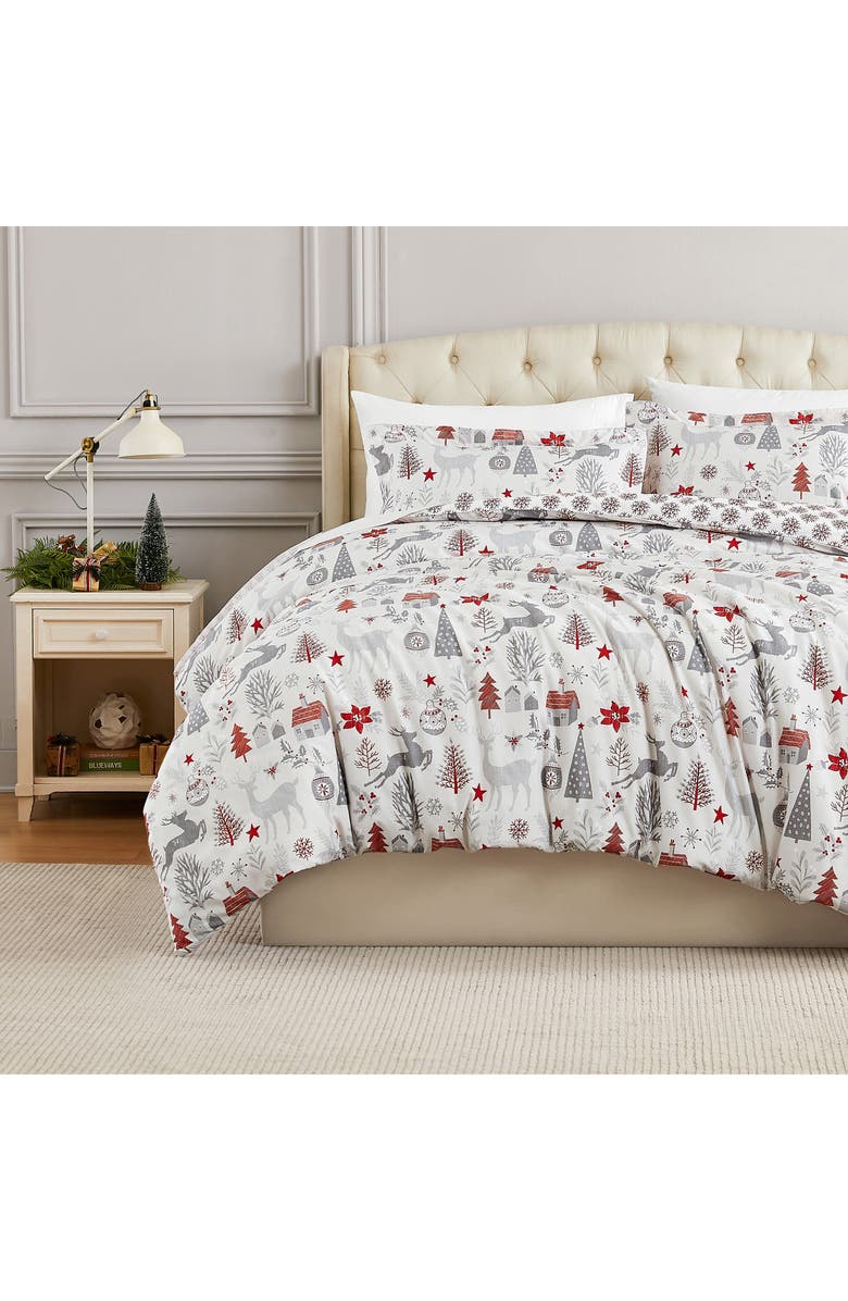 SOUTHSHORE FINE LINENS Holly Jolly Lane Oversize Holiday Duvet Set, Alternate, color, Holly Jolly Lane