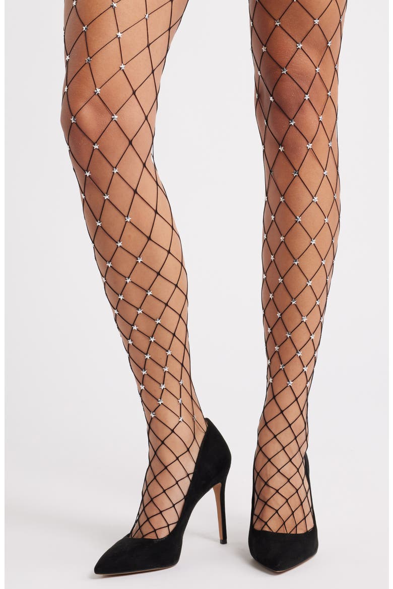 Starstruck Fishnet Tights, Alternate, color, BLACK