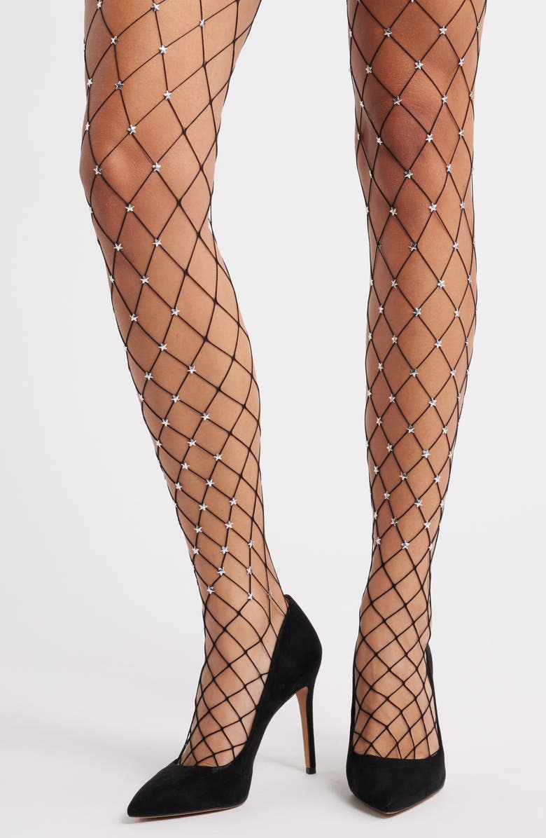 HIGH HEEL JUNGLE Starstruck Fishnet Tights, Alternate, color, Black