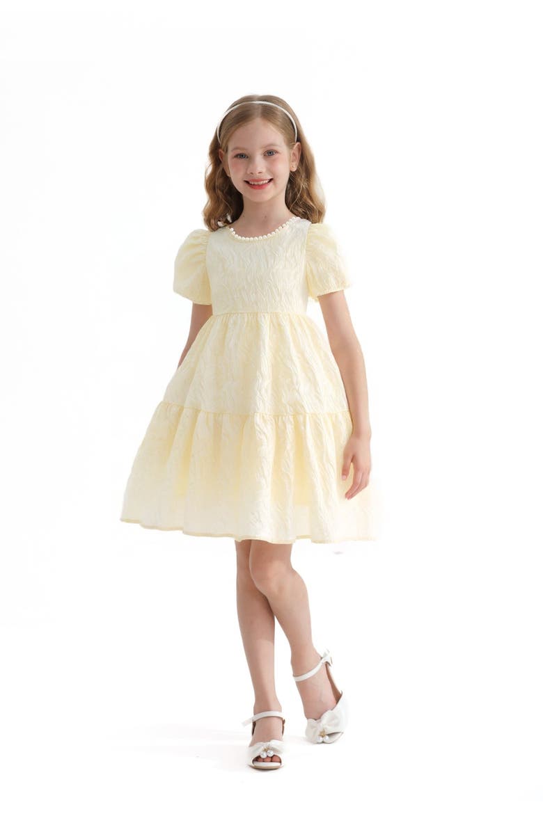 Pearl Lined Empire Dress, Main, color, Cream
