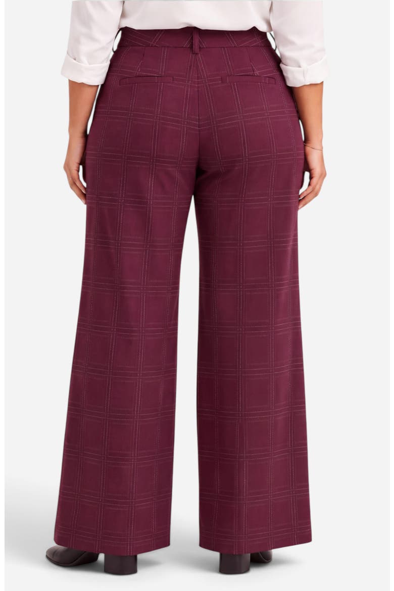 Kelsey Plaid Mid Rise Wide Leg Trousers, Alternate, color, BURGUNDY MLT
