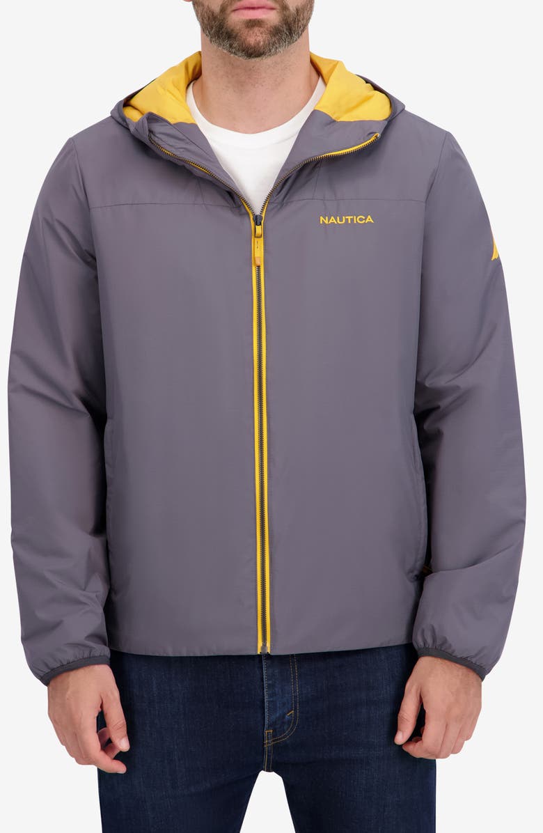 Nautica Transitional Hooded Zip Jacket, Main, color, Metal Grey