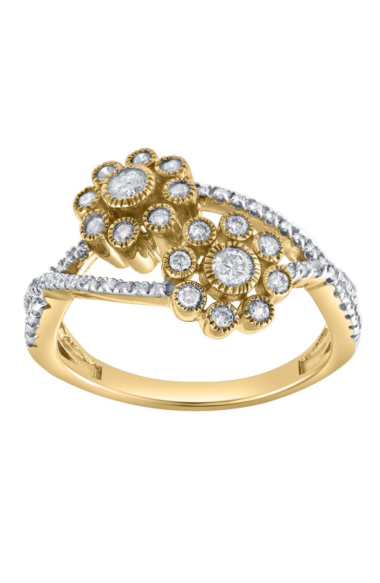 LuvMyJewelry Auralyn 0.50 Ct Natural Diamond Floral 10K Gold Ring, Main, color, 10K Yellow Gold