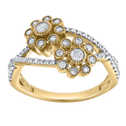 Auralyn 0.50 Ct Natural Diamond Floral 10K Gold Ring