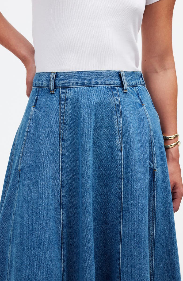 Madewell Circle Denim Midi Skirt, Alternate, color,