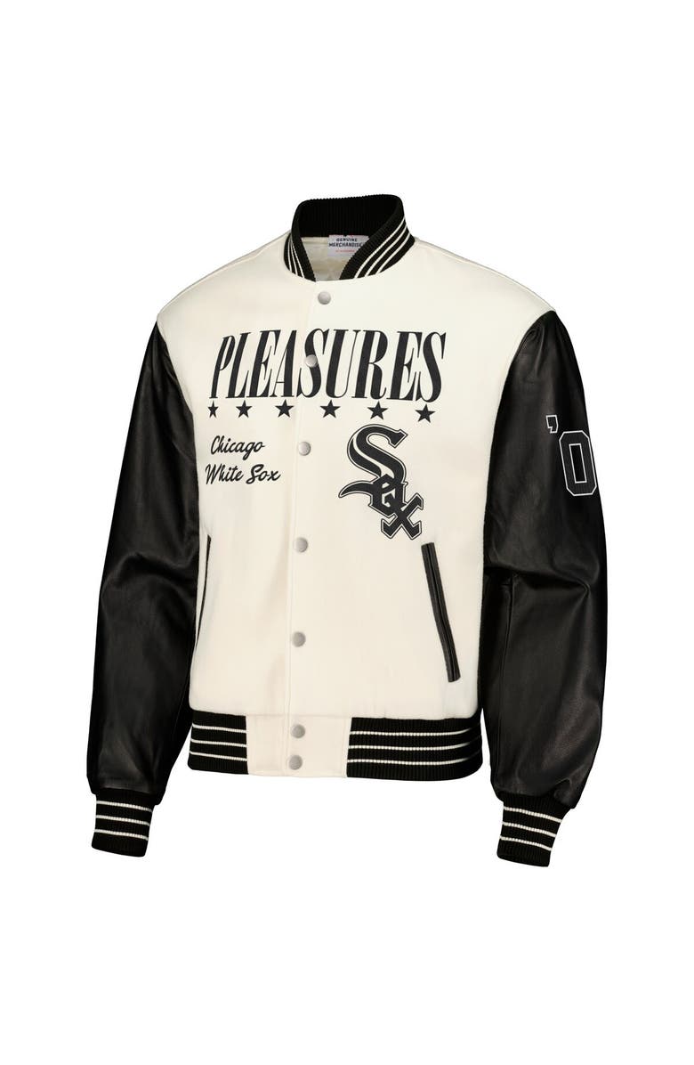 PLEASURES Men's PLEASURES White Chicago White Sox Full-Snap Varsity Jacket, Alternate, color,
