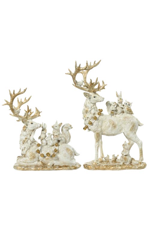 Mark Roberts Deer And Friends, Set Of 2 In White