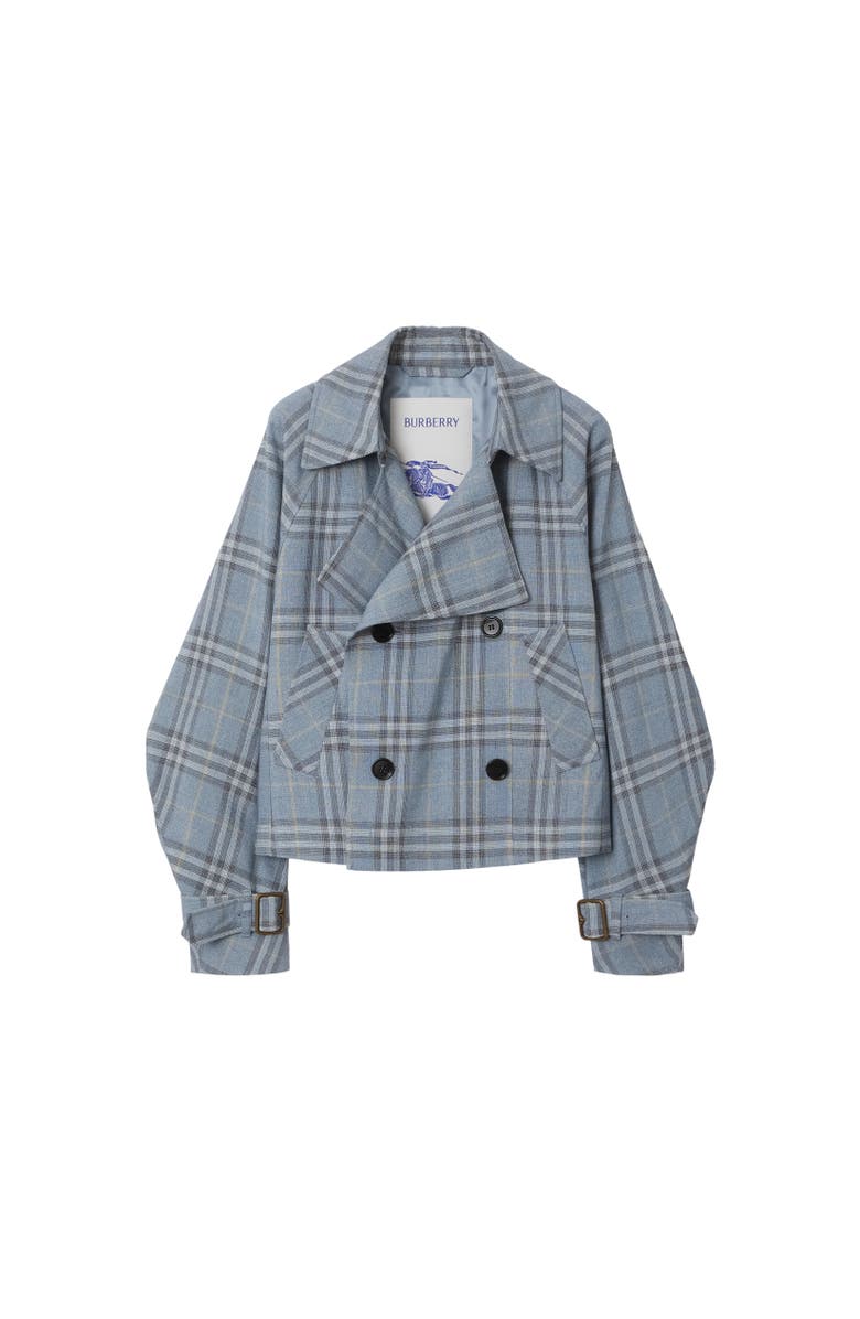 Burberry Check Silk Blend Trench Jacket, Alternate, color, 