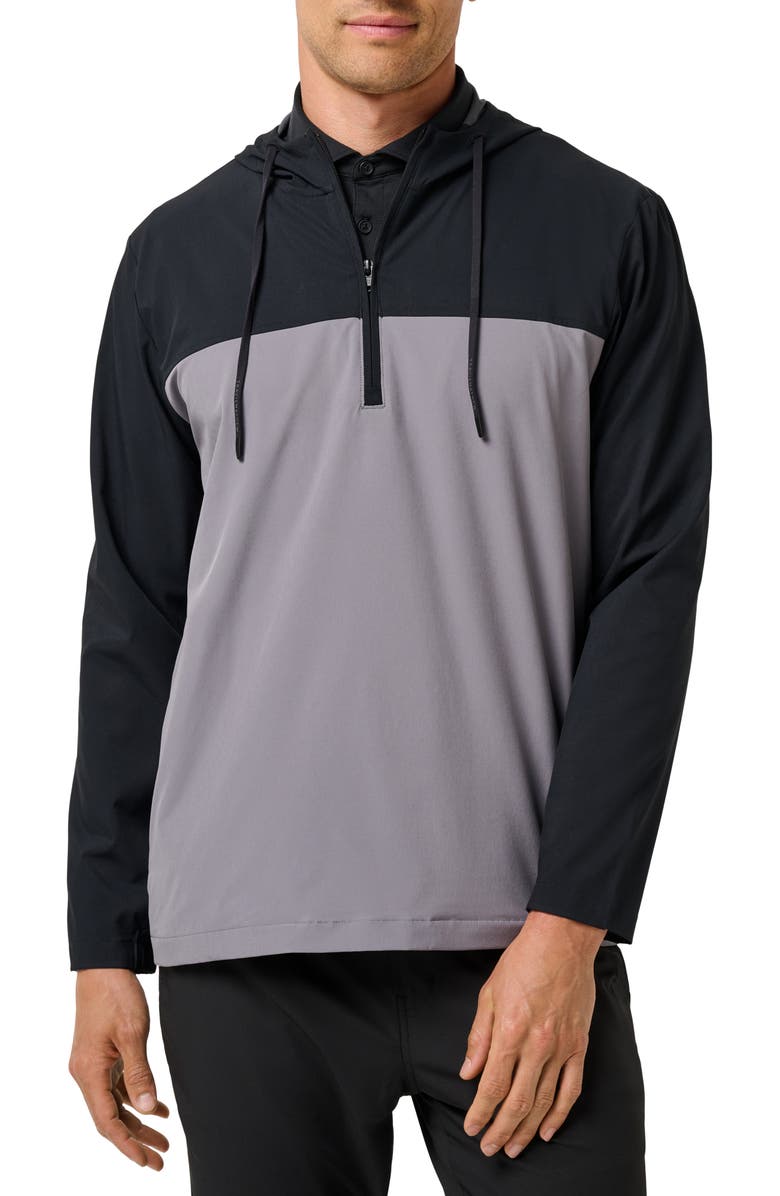 TravisMathew Meridian Quarter Zip Tech Hoodie, Main, color, Black