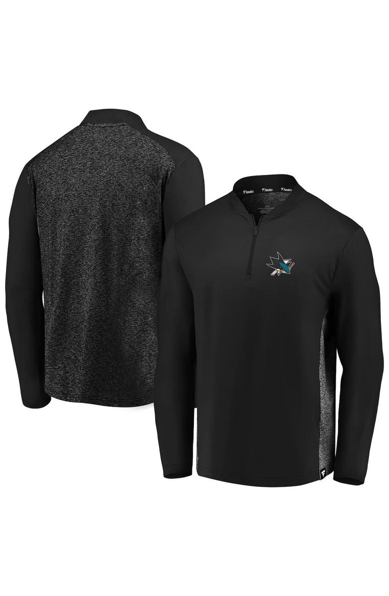 FANATICS Men's Fanatics Branded Black San Jose Sharks Iconic Clutch Quarter-Zip Jacket, Main, color, 