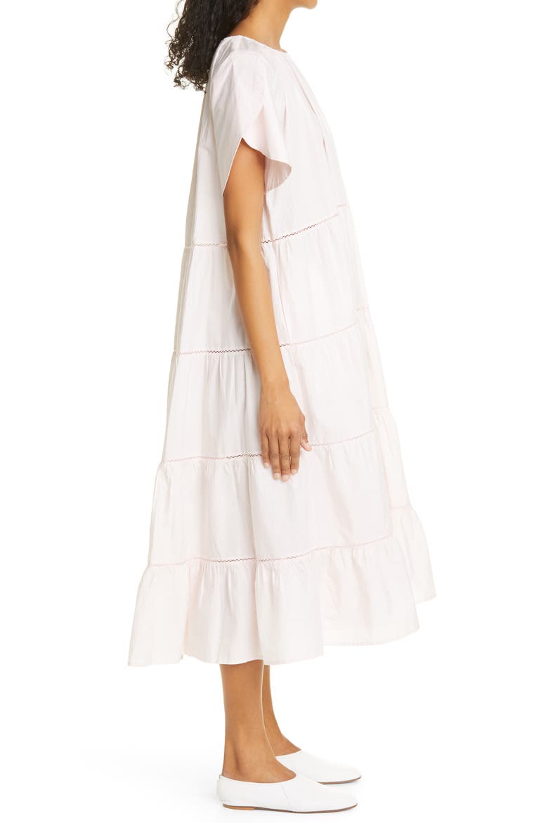 Alegre Tiered Pima Cotton Poplin Midi Dress, Alternate, color, LIGHT PINK